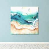 海波が岸に打ち寄せる キャンバスプリント (インサイチュ (ウッドフロア))