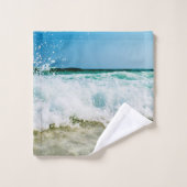 海波が岸に跳ね上がる バスタオルセット (ウォッシュタオル)