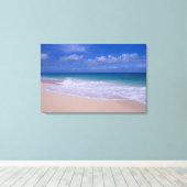 海波が砂地に押し寄せるビーチ キャンバスプリント (インサイチュ (ウッドフロア))