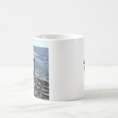 海波と岩の写真#1パパ青 コーヒーマグカップ (中央)