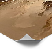 海波と岩の海岸線に沈む夕日 ポスター (角)