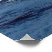 海波と白ふわふわした雲 ポスター (角)