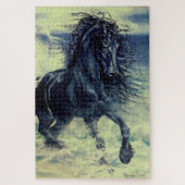 海波のフリシアの黒い牡馬 ジグソーパズル (縦)