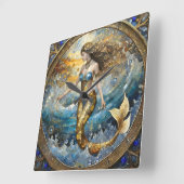 海波の人魚 スクエア壁時計 (傾斜)