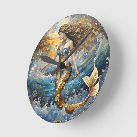 海波の人魚 ラウンド壁時計 (傾斜)