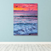 海波の夕日，カリフォルニア キャンバスプリント (インサイチュ (ウッドフロア))