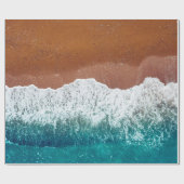 海波の砂浜のビーチ、背景の上面 ラッピングペーパー (フラット)