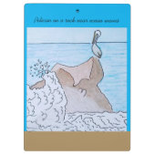 海波の近くの岩にペリカン クリップボード (裏面)