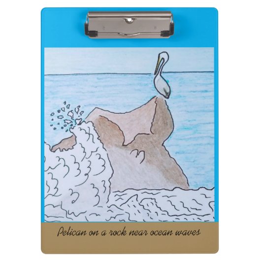 海波の近くの岩にペリカン クリップボード (正面)