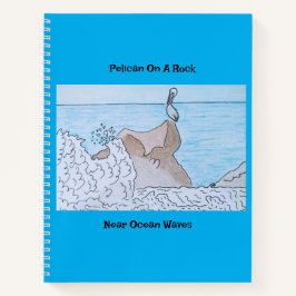海波の近くの岩にペリカン ノートブック