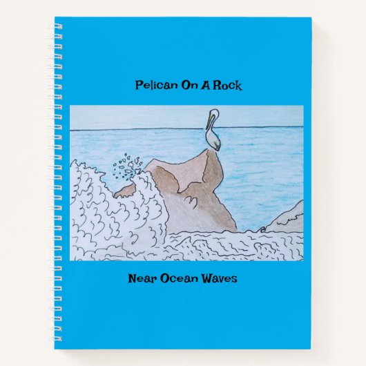 海波の近くの岩にペリカン ノートブック (正面)