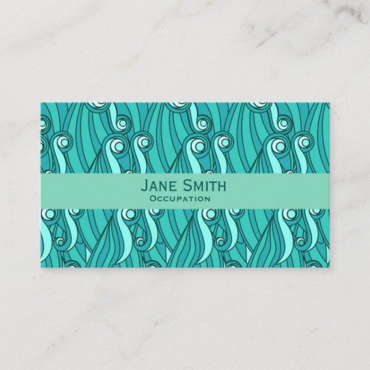 海波アクアブルー模様モダントレンディー 名刺 (正面)