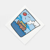 海波アートの漫画の航海の蒸気船 スタンダードランチョンナプキン (角)