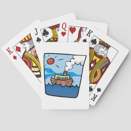 海波アートの漫画の航海の蒸気船 トランプ (裏面)