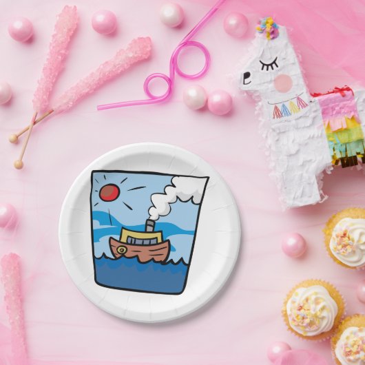 海波アートの漫画の航海の蒸気船 ペーパープレート (パーティー)