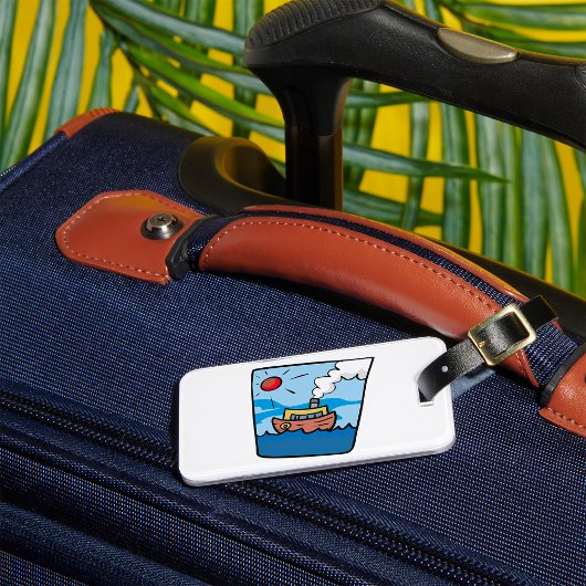 海波アートの漫画の航海の蒸気船 ラゲッジタグ