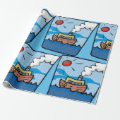 海波アートの漫画の航海の蒸気船 ラッピングペーパー (アンロールド)