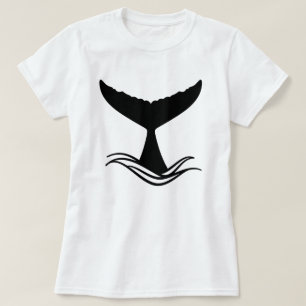 海波クジラの尾のシルエット Tシャツ
