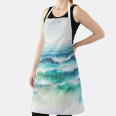 海波ビーチ水色絵を描の エプロン (インサイチュ)