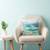 海波ビーチ水色絵を描の クッション (椅子)