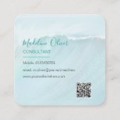 海波ビーチ海旅QRコードモダン スクエア名刺 (裏面)