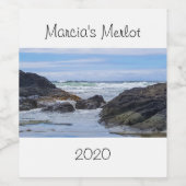 海波ブルーグリーンパーソナライズされた ワインラベル (シングルラベル)