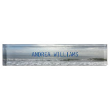 海波モノグラム名ブルーグレーウォータービーチ