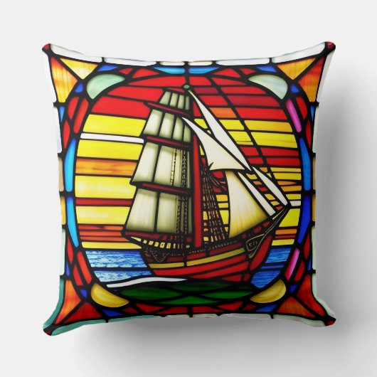 海波上帆船 クッション (裏面)