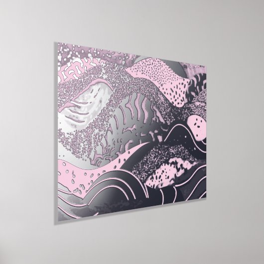 海波付き金箔（淡いピンクの背景） 箔ポスター (レイダウン)