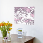 海波付き金箔（淡いピンクの背景） 箔ポスター (レイダウン (キッチン))