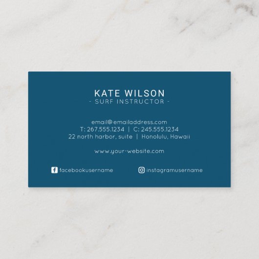 海波型インジゴブルーウォータースポーツ 名刺 (裏面)