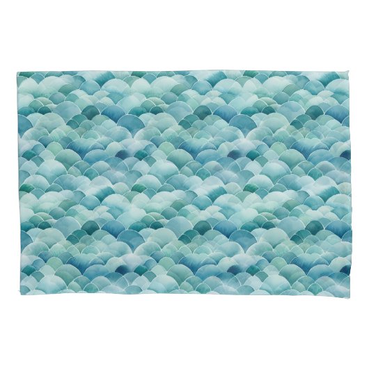 海波枕ケースティール（緑がかった色）アクアライトシー 枕カバー (正面)