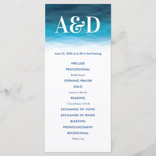 海波水色結婚式 プログラム、青 プログラム (正面)
