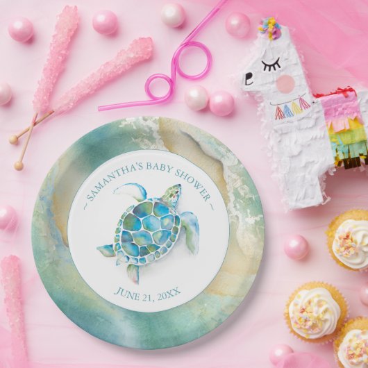 海波浪ウミガメ赤ちゃんシャワー紙プレート ペーパープレート (パーティー)