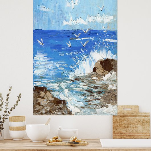 海波海岸風景 ポスター (キッチン)