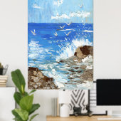 海波海岸風景 ポスター (ホームオフィス)