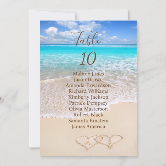 海波熱帯ビーチシーティングチャートカード 招待状 (裏面)