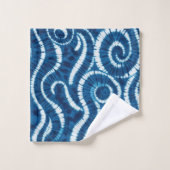 海波絞り染めデザイン バスタオルセット (ウォッシュタオル)