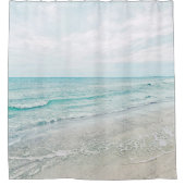 海波絵画の水色ライトブルー シャワーカーテン (正面)