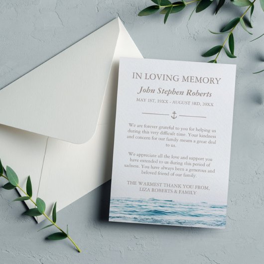 海波航海の悔やみや弔慰と写真ありがとう サンキューカード