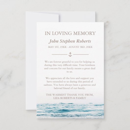 海波航海の悔やみや弔慰と写真ありがとう サンキューカード (正面)