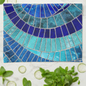 海波螺旋モザイクアート キッチンタオル (折り畳み)