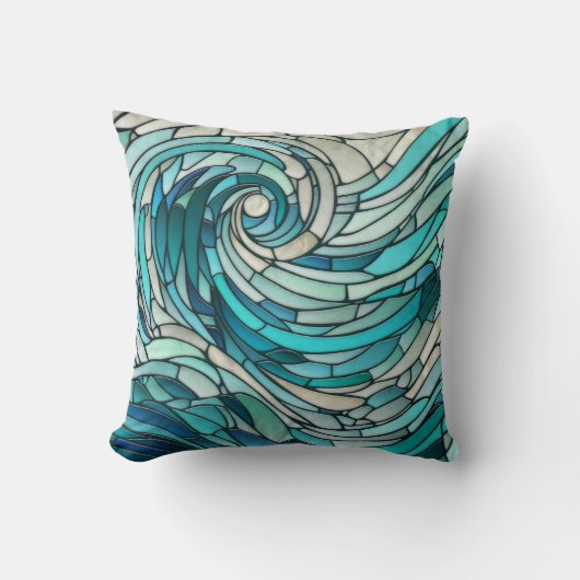 海波螺旋モザイク クッション (正面)