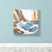 海波衝突 | 沿岸ビーチ水色 キャンバスプリント (インサイチュ (ウッドフロア))