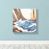 海波衝突 | 沿岸ビーチ水色 キャンバスプリント (インサイチュ (ウッドフロア))