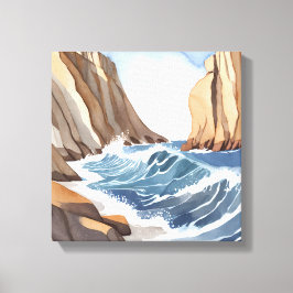 海波衝突 | 沿岸ビーチ水色 キャンバスプリント