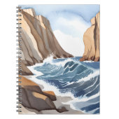 海波衝突 | 沿岸ビーチ水色 ノートブック (正面)