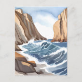海波衝突 | 沿岸ビーチ水色 ポストカード (正面)