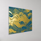 海波黄金箔の背景（ダークブルー） 箔ポスター (レイダウン)