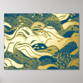 海波黄金箔の背景（ダークブルー） 箔ポスター (正面)